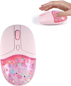 Cute Bluetooth Wireless Mouse,Rechargeable Cartoon Pig Mouse with USB Receiver& Bluetooth Dual Mode,RGB Backlit Silent Mice Quicksand Floating Design for Laptops Mac iPad PC Computer Desktop-Pink