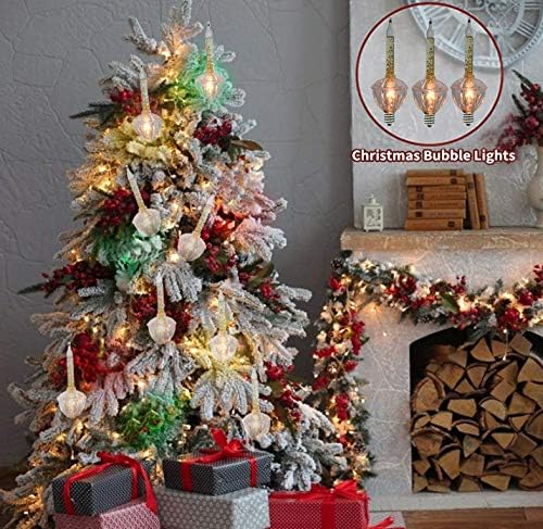 Miniatura 6 de Juego de Luces de Burbujas Doradas de Navidad, Tira de Luces Navideñas Vintage de 11 Pies con 8 Luces de Burbujas Doradas (1 de Repuesto), Base