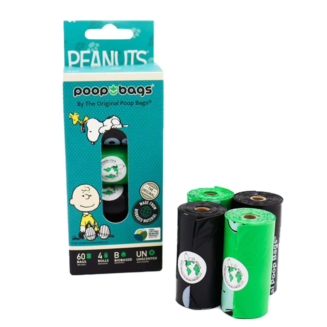 The Original Poop Bags® - USDA Certified 38% Biobased Waste Bags - Peanuts® Snoopy - Leak-proof Thick & Strong Poop Bags for Dogs -…