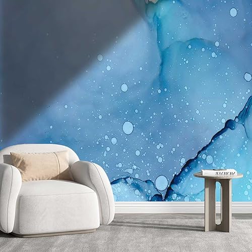 Papel De Paredes Decorativo Azul Inquilino Protector De Salpicadero Acuarela Abstracto Fondo de TV Aplicación Multiescena (W) 59" X (H) 48"