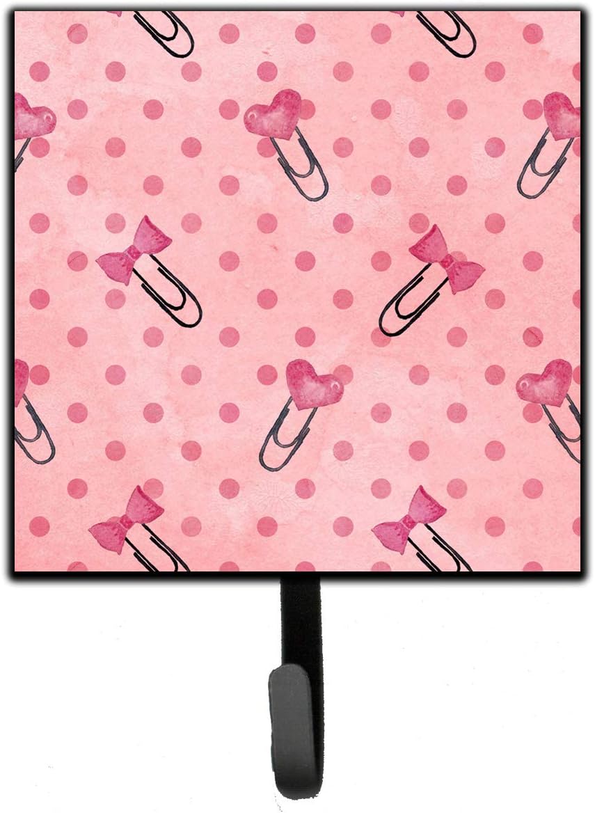 Caroline's Treasures BB7543SH4 Watercolor Paper Clips & Polkadots Pink Wall Hook, Multicolor, Small