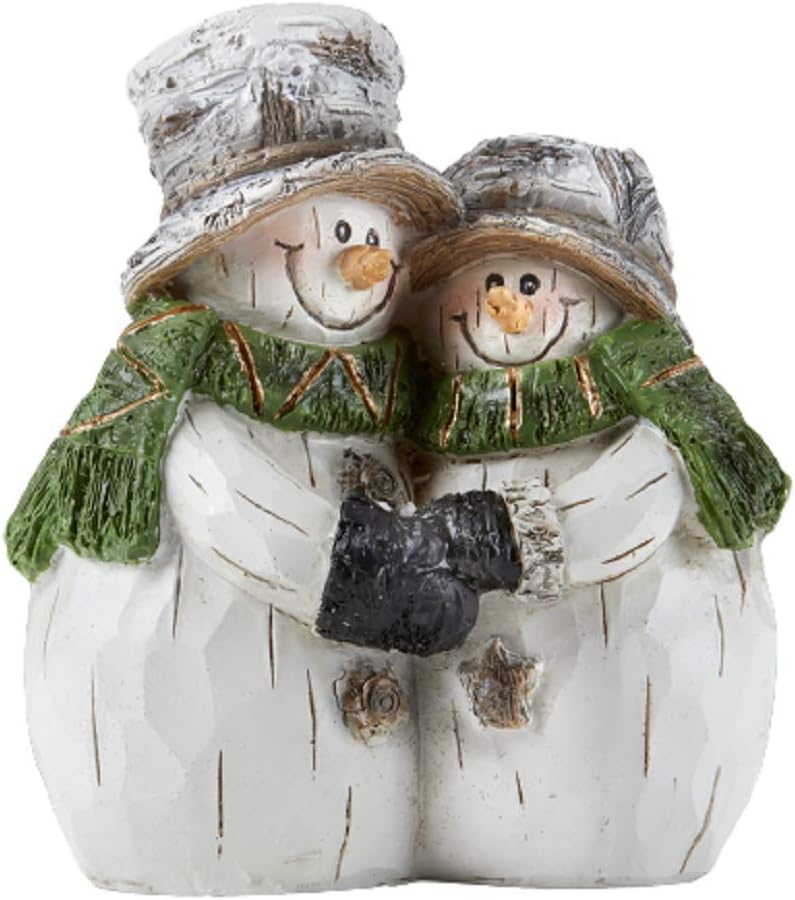 Delton 57450 Resin Scarf Snowman Couple Figurine, 6inch