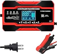 Vista 1 de Cargador de batería de coche de 10 amperios, desulfatador de batería inteligente completamente automático de 12 V y 24 V, mantenedor de batería