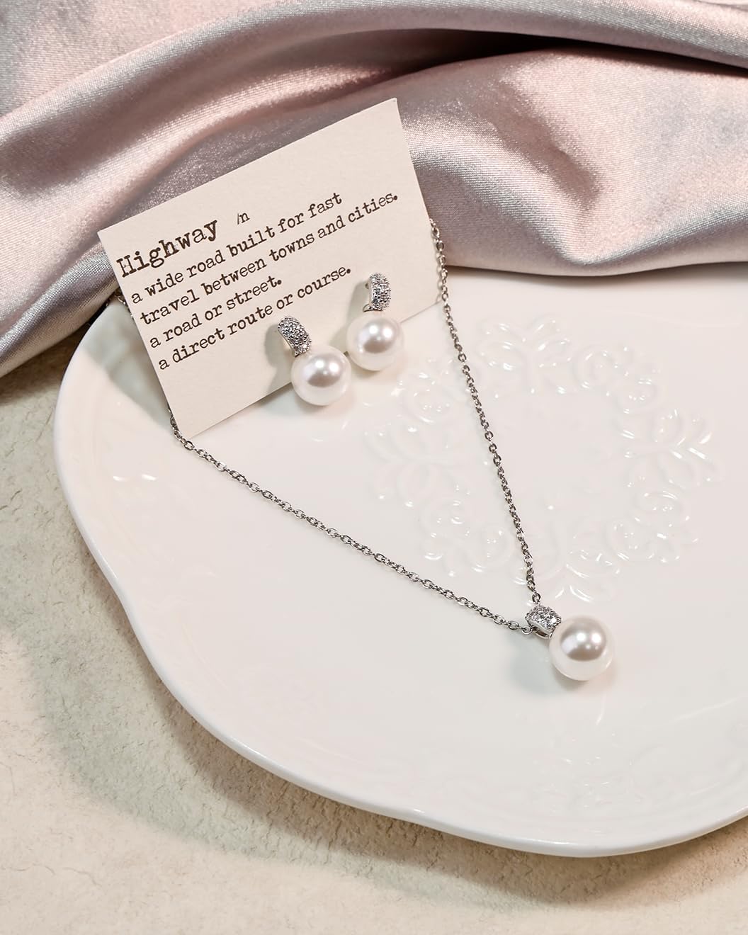 Classic Pearl Jewelry Set for Women – Elegant Pearl Necklace and Earrings Set with 14K Gold Plated Silver Chain Jewelry Perfect as Special Occasion Gift - Image 4