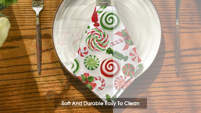 Servilletas de Tela Navideñas Horaldaily 18 x 18 Pulgadas Pack 4 miniatura 7
