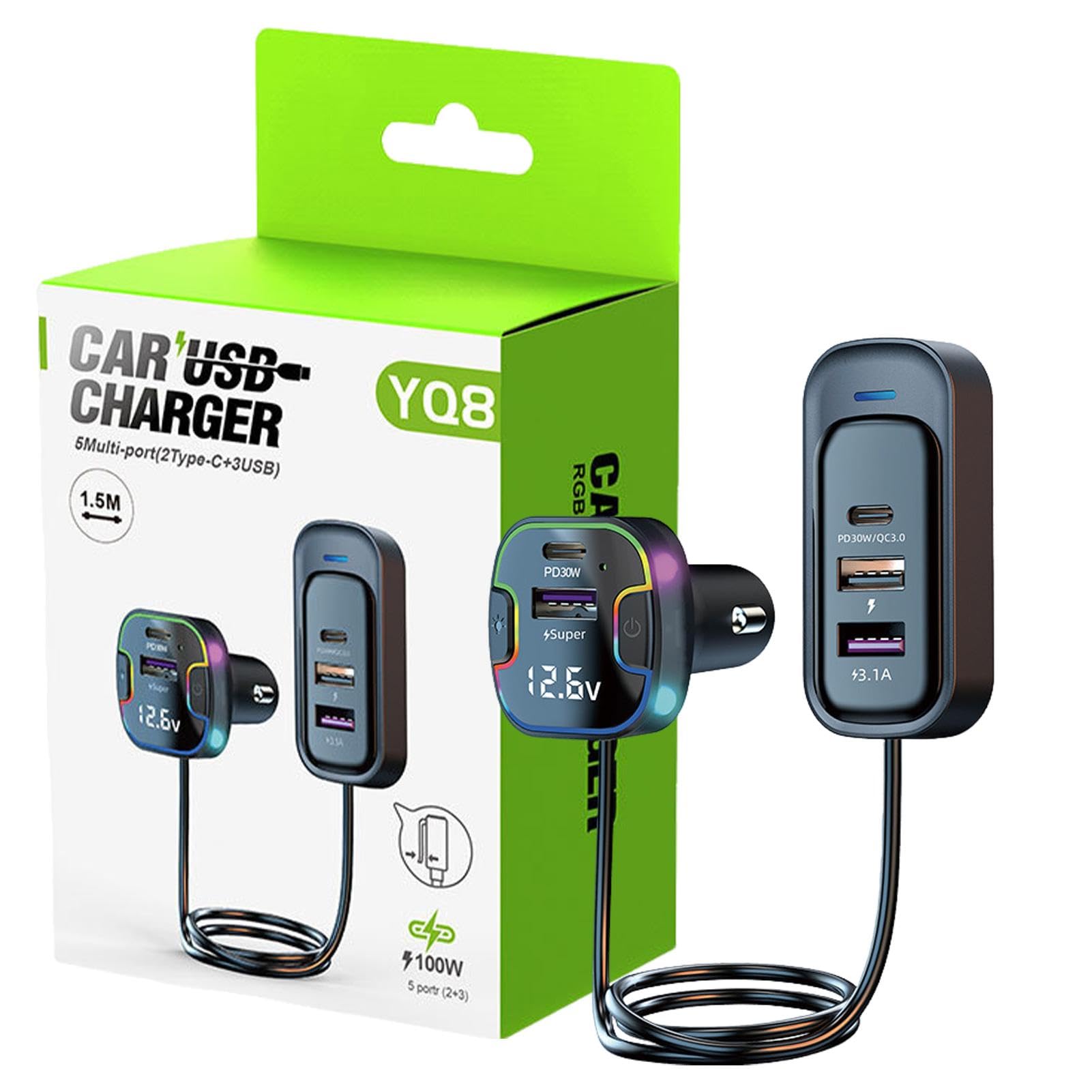 Cargador rápido USB para coche con chip inteligente de carga extendida 8