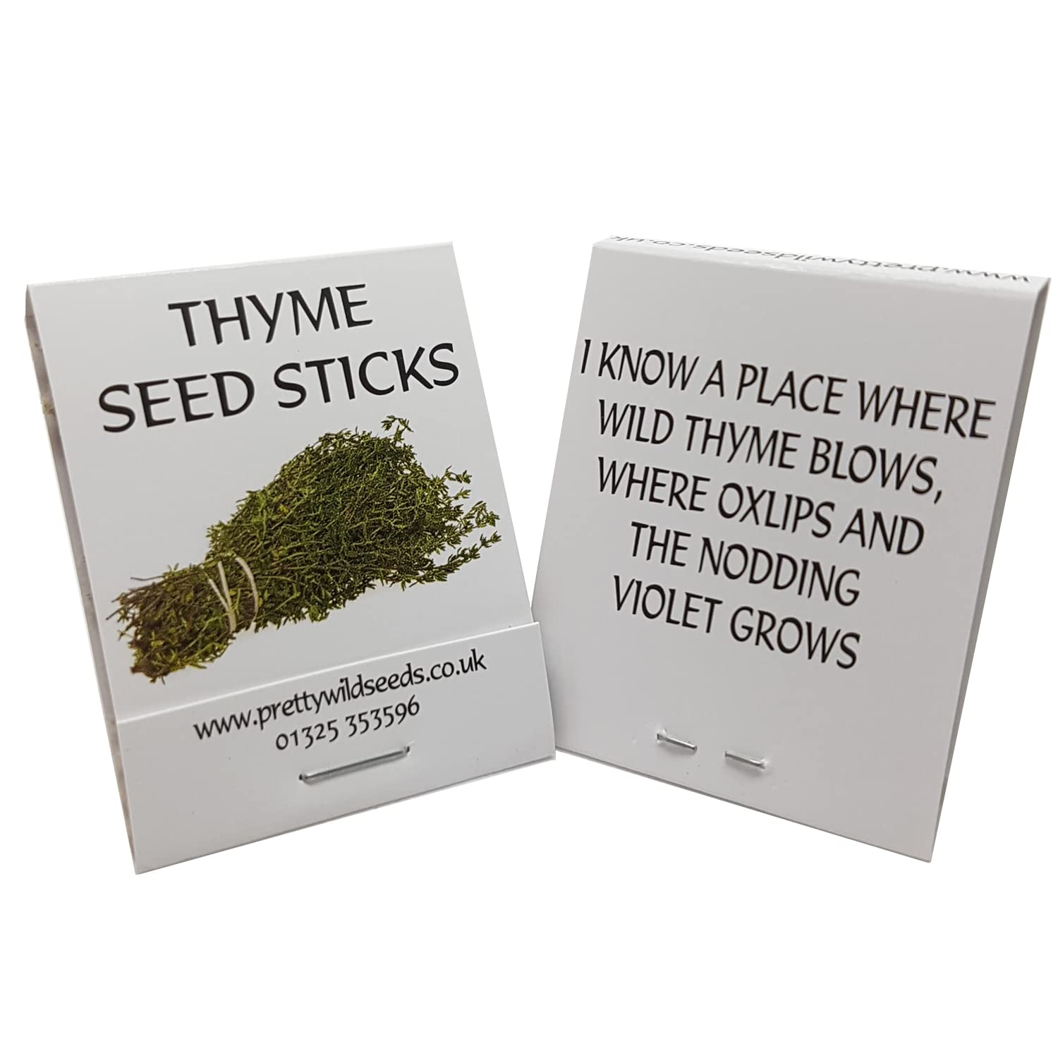 Herbs Seed Sticks Matchstick Packets Made with Real Herb Seeds Birthday Party Bag Fillers Promotional Items Giveaways (Thyme, 5 Packets)