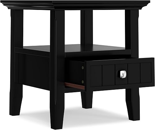 Miniatura 73 de Mesa auxiliar Acadian de Simpli Home, Madera Negro -,Marrón castaño,Azul costero envejecido,Distressed Grey,Casa de campo café,casa de campo