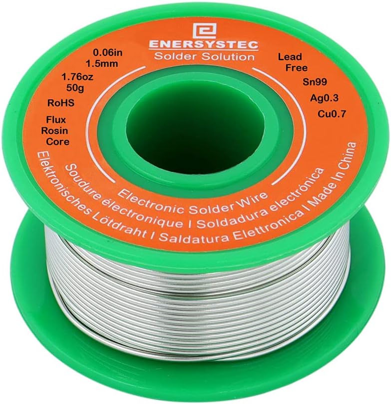 1.5mm Electronic Solder Wire Lead Free Rosin Flux Core Diameter 0.06in Large Size Solder Wire Gauge 1.76oz 50g Sn99 Ag0.3 Cu0.7 Flow Electric Soldering Unleaded PB Free