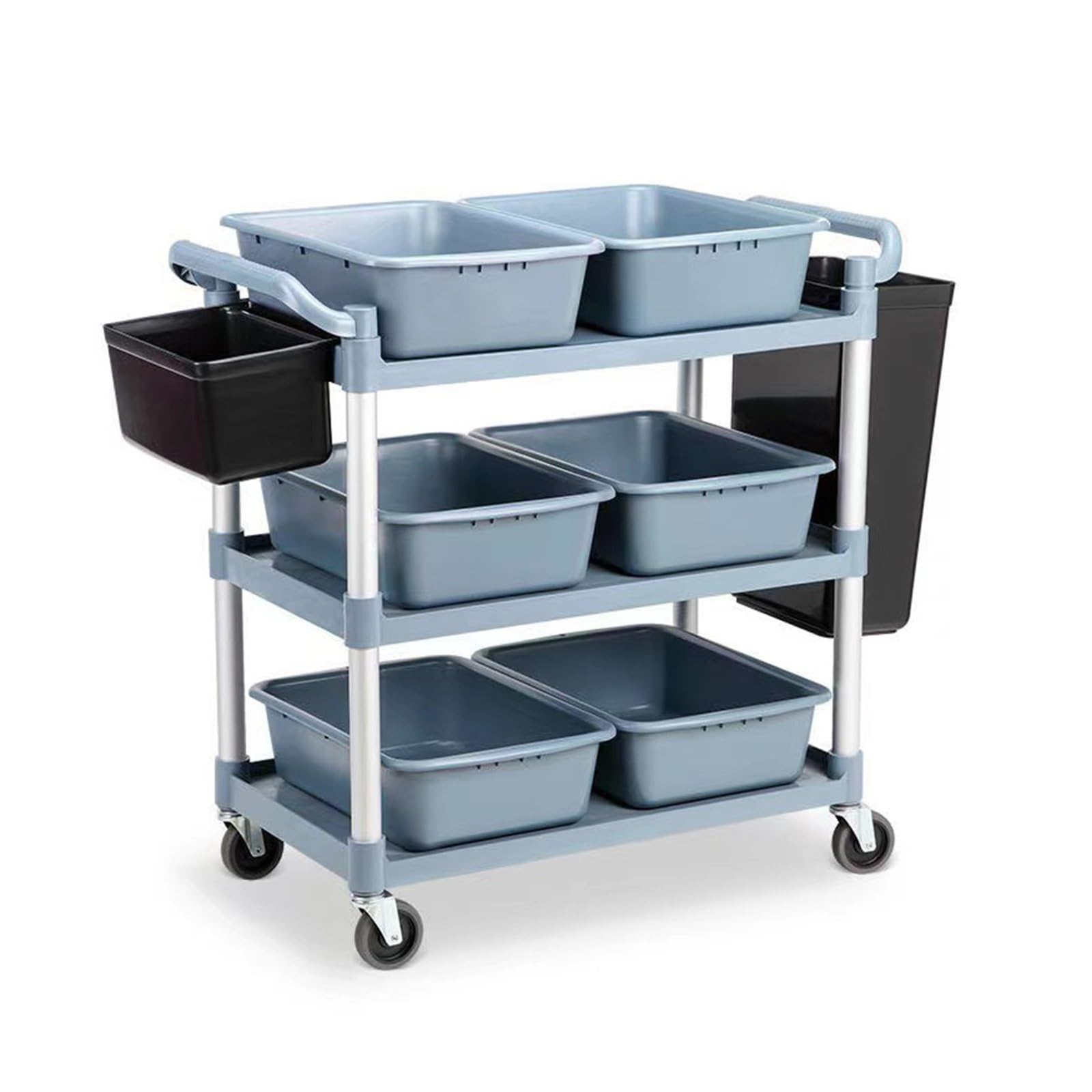 Carrito de cocina móvil de 3 niveles resistente para lavanderías