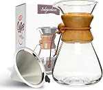 subjectthree Pour Over Coffee Dripper 6 Cup Glass Coffee Maker Set with Filter Easy Clean for Camping,Cafes, Office,Home Use(600ml/20 oz)