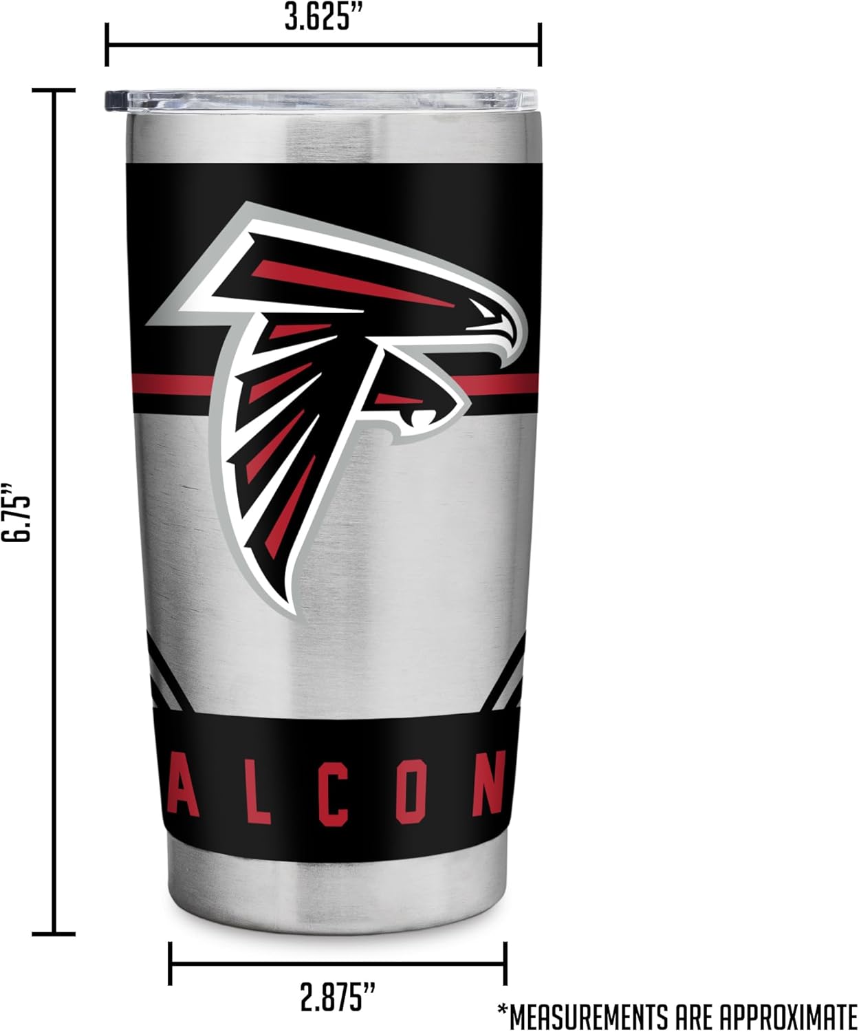 Rico Industries NFL Football 20oz Stainless Steel Tumbler with Lid - Great For Coffee, Tea, Water or Cocktails