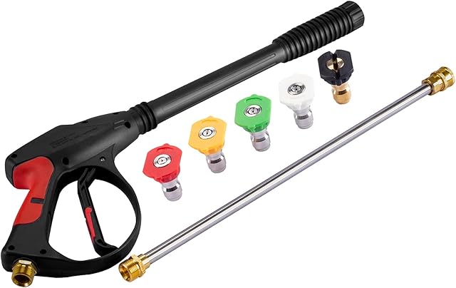Stone Banks Professional Pressure Washer Jet Wash Gun and Lance ,Pressure Washer Gun 4000 Psi with 5 Jet Nozzles for Cleaning The Car, Mechanical Equipment, Floors, Walls, Windows