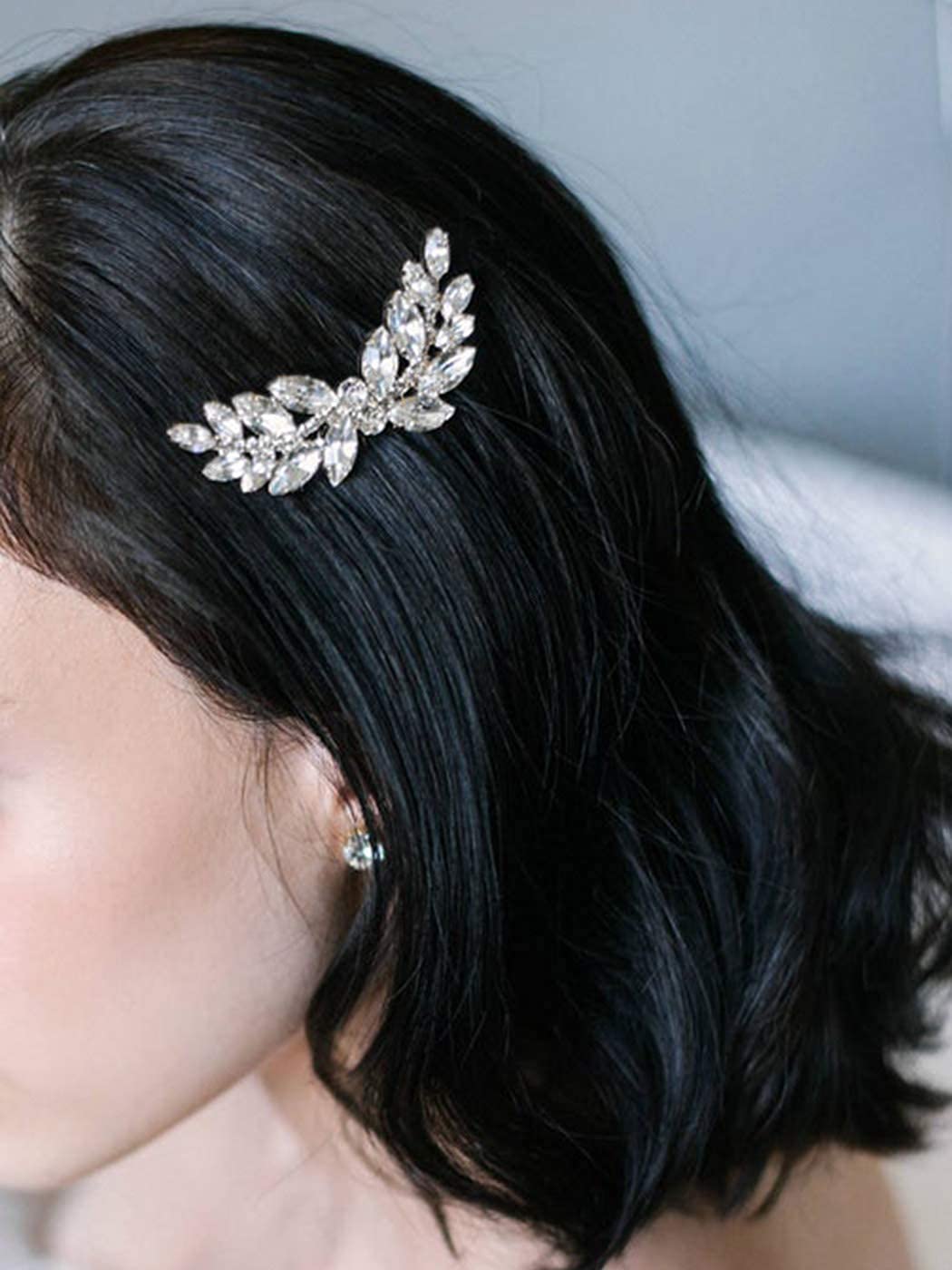 JAKAWIN Rhinestone Bride Wedding Hair Piece Crystal Hair Comb Bridal Hair Accessories for Women HC111 (Silver)