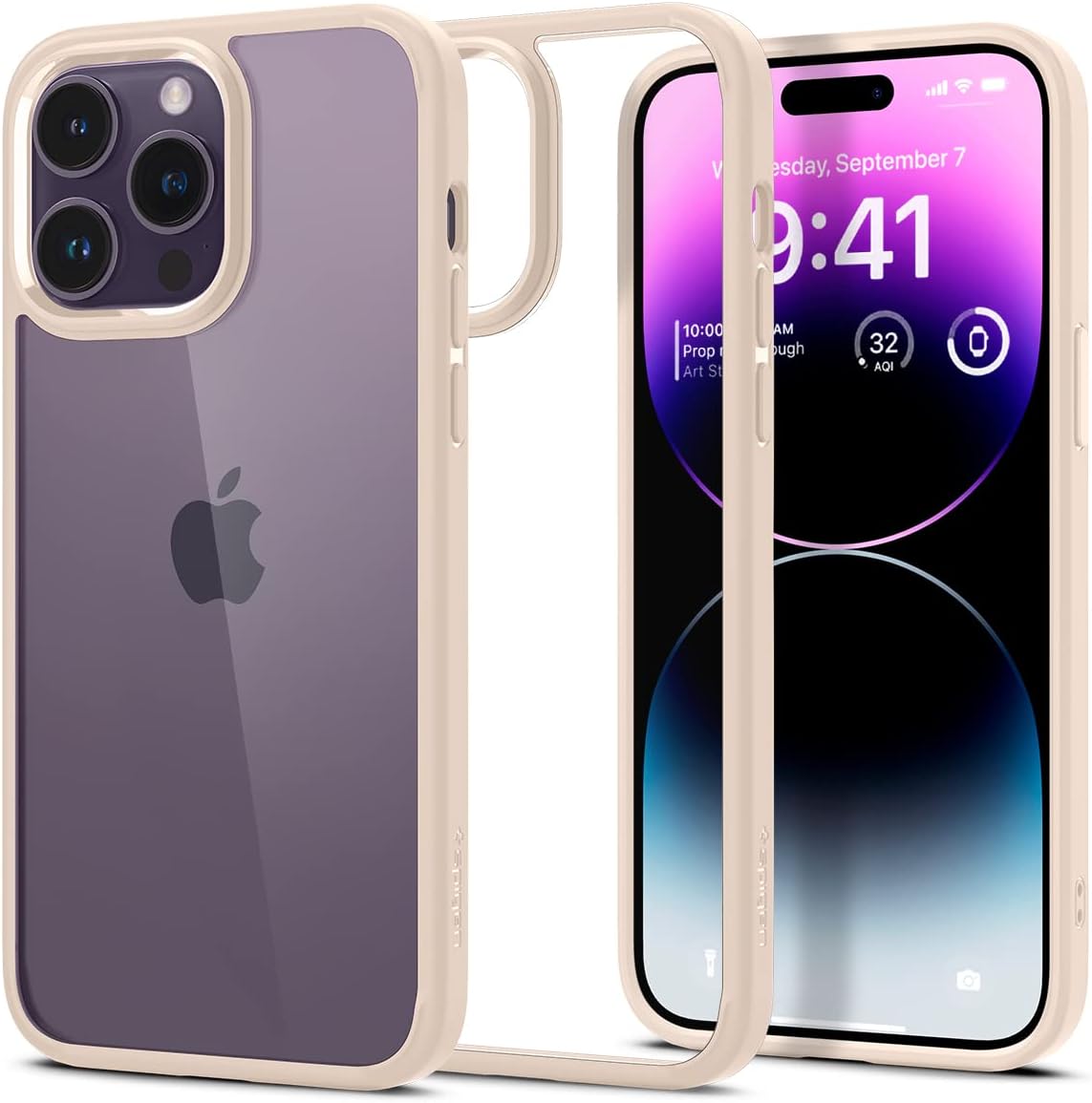 Spigen Ultra Hybrid for iPhone 14 Pro Max Case, [Anti-Yellowing Technology] [Military Grade Drop Protection] Phone Case for iPhone 14 Pro Max - Sand Beige