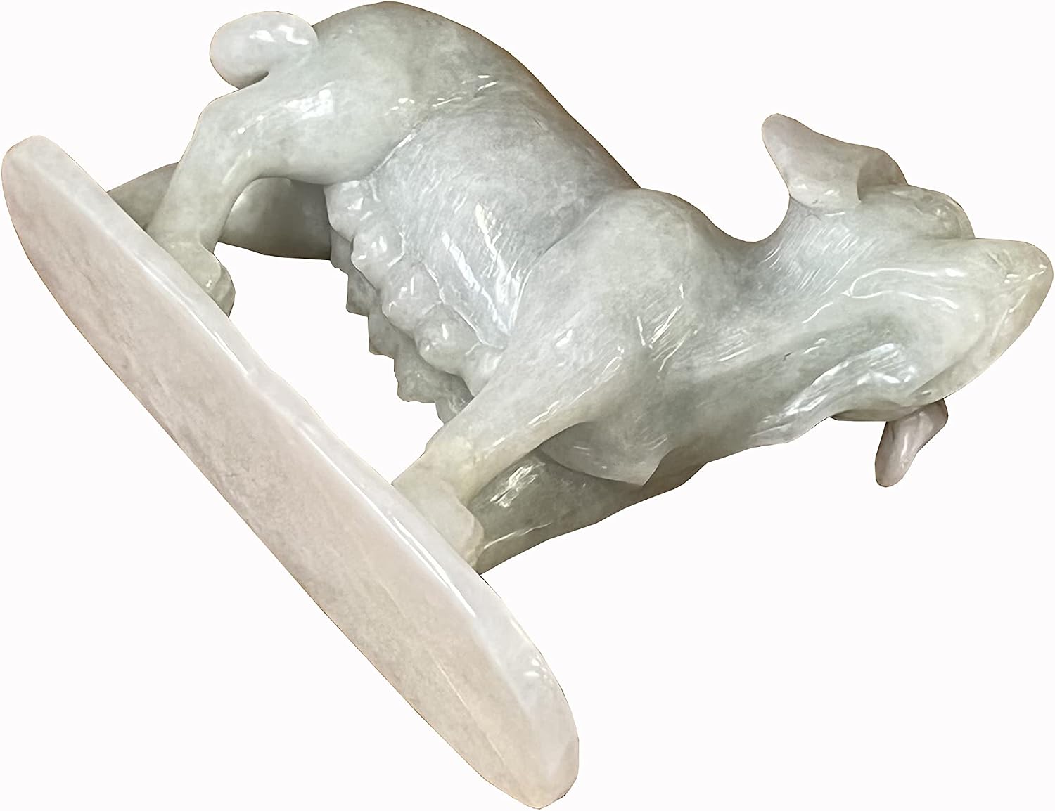 Chinese White Jade Color Stone Puppy Dog Display Figure Aws2389