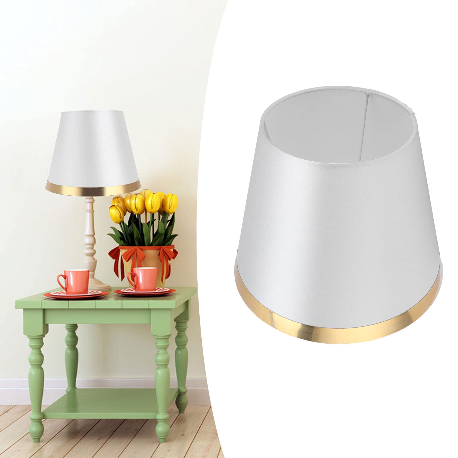 Paralume in Tessuto Moderno Stile Europeo per Lampada da Tavolo E27 - Luci Morbide Camera da Letto Soggiorno Ufficio Dormitorio Facile Installazione (Bianco)