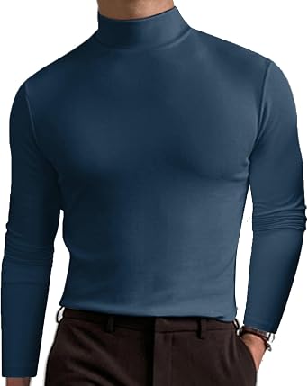 Mens High Neck Slim Fit T-Shirt - Stretchy & Breathable Fabric, Modern Style for Gym or Casual Wear