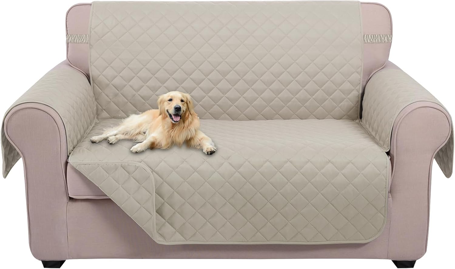 U-NICE HOME Loveseat Sofa Cover Reversible Couch Cover for Dogs with Elastic Straps Water Resistant Furniture Protector for Pets Couch Cover for 2 Cushion Couch (Loveseat, Beige/Beige) U-NICE HOME Loveseat Sofa Cover Reversible Couch Cover for Dogs with Elastic Straps Water Resistant Furniture Protector for Pets Couch Cover for 2 Cushion Couch (Loveseat, Beige/Beige)