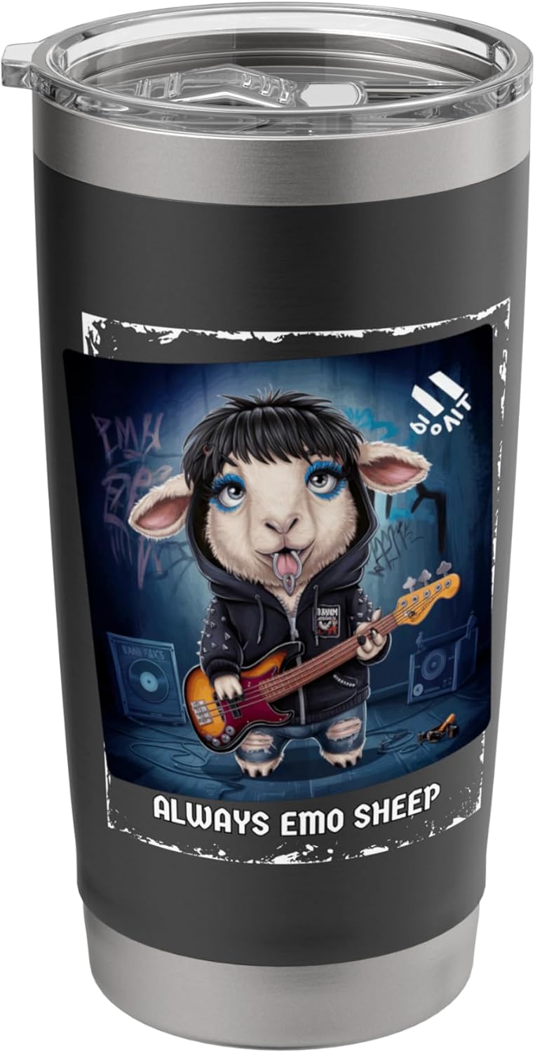 Always Emo Sheep Bassist Music Fun Stainless Steel Insulated Tumbler