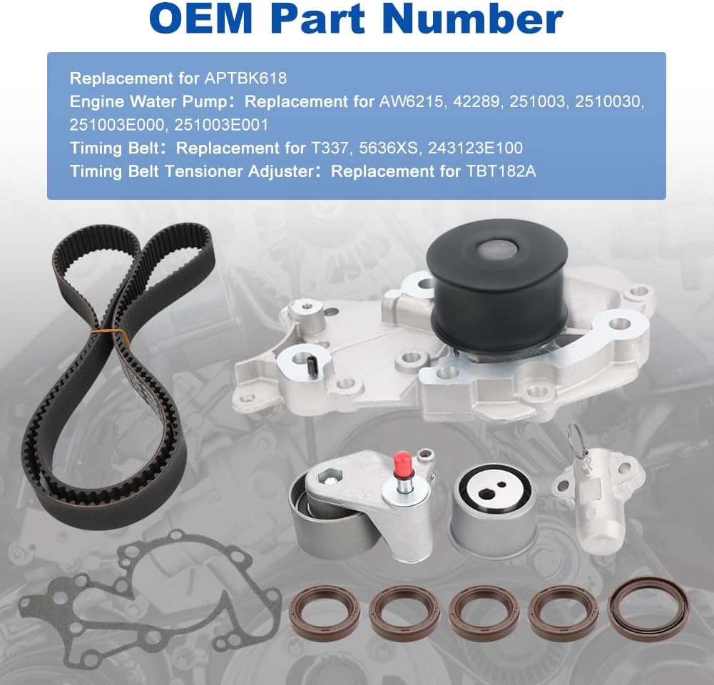Engine Timing Belt Kit with Water Pump Compatible with Hyundai Santa Fe 2007-2009 Kia Magentis 2007-2010 Kia Optima 2006-2009 Kia Rondo 2007-2012 Replacement for ‎APTBK618