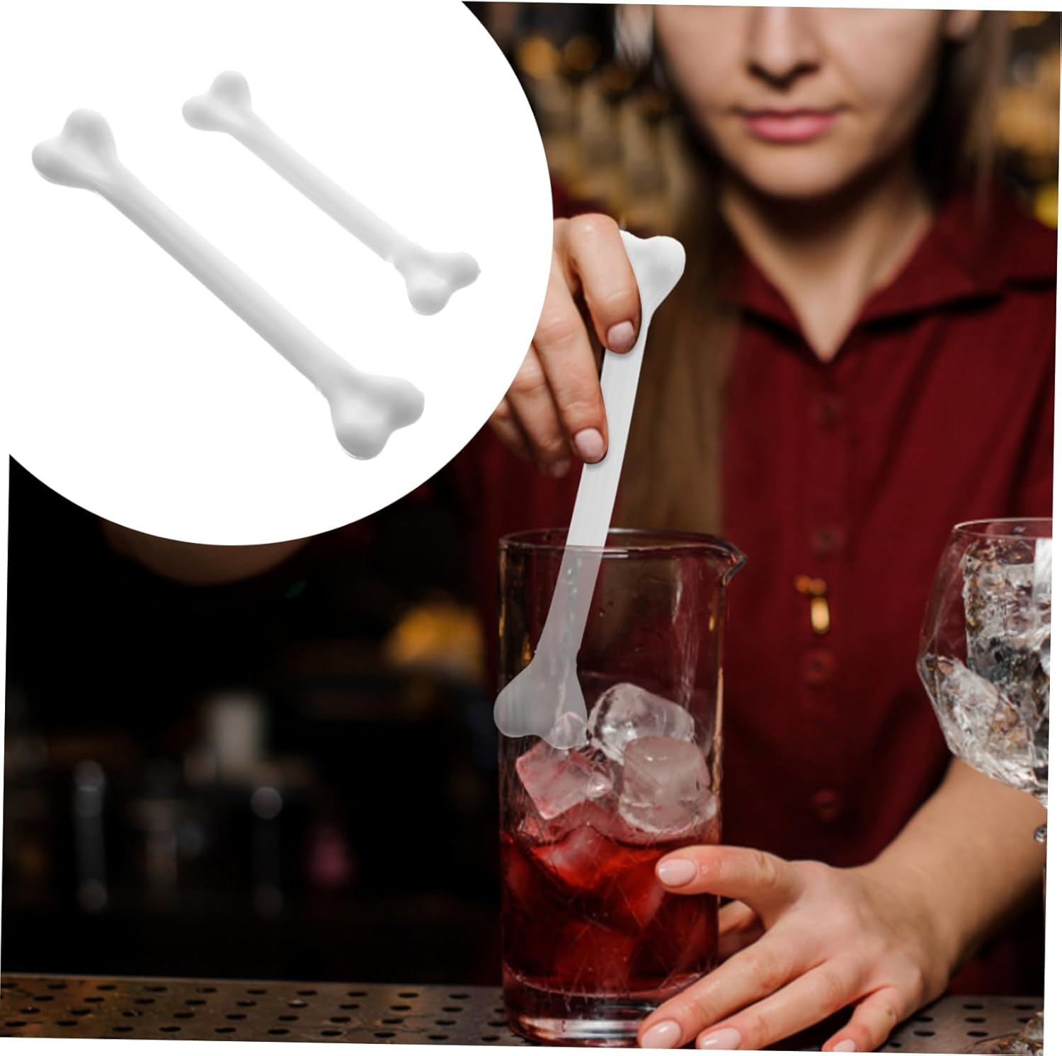 NOLITOY 250pcs Bone Shaped Stirring Rods for Halloween Parties Cocktail Mixers Ergonomic Design for Home Bar Restaurant Use
