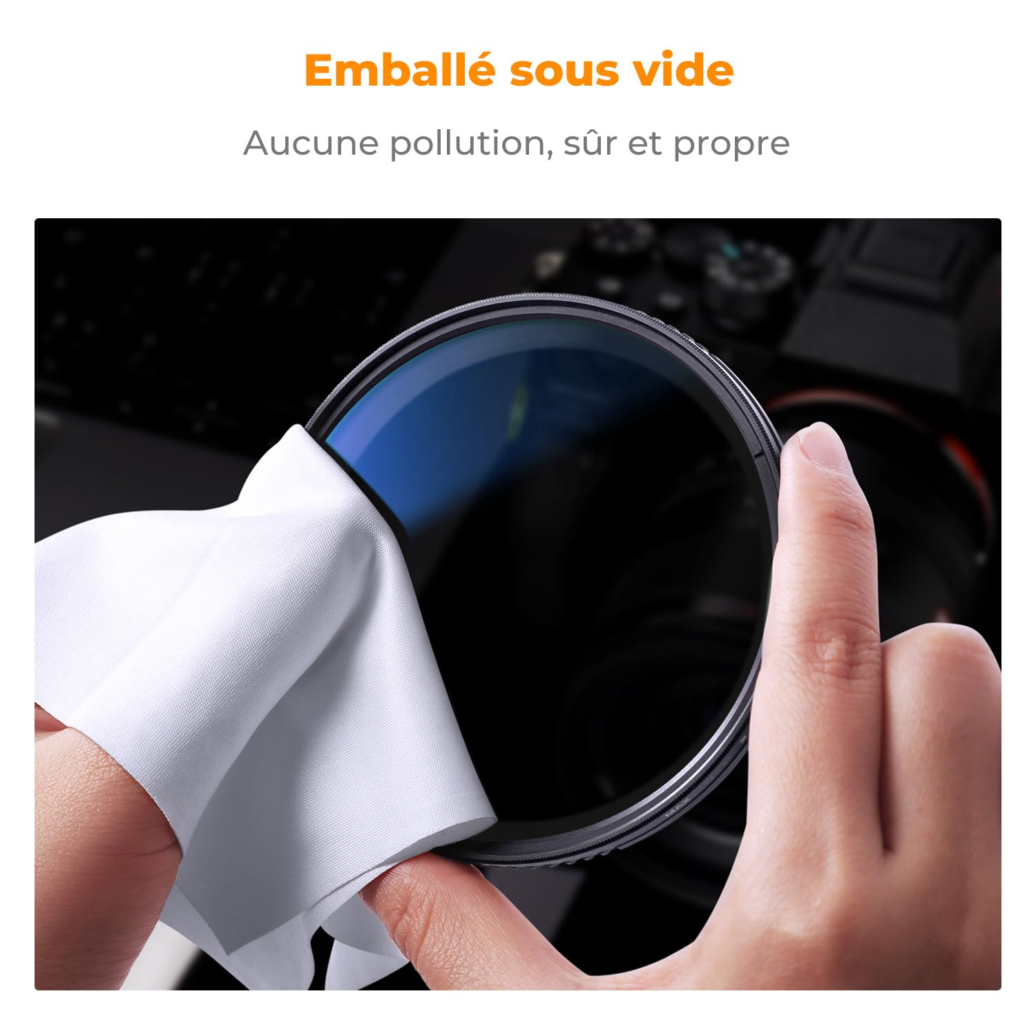 K&F CONCEPT Ø52mm Filtre ND2-2000 Variable 1-11 F-Stops Densité Neutre et 3 Chiffons de Nettoyage en Microfibre Emballé sous Vide pour Objectif Appareil Photo (K Série)