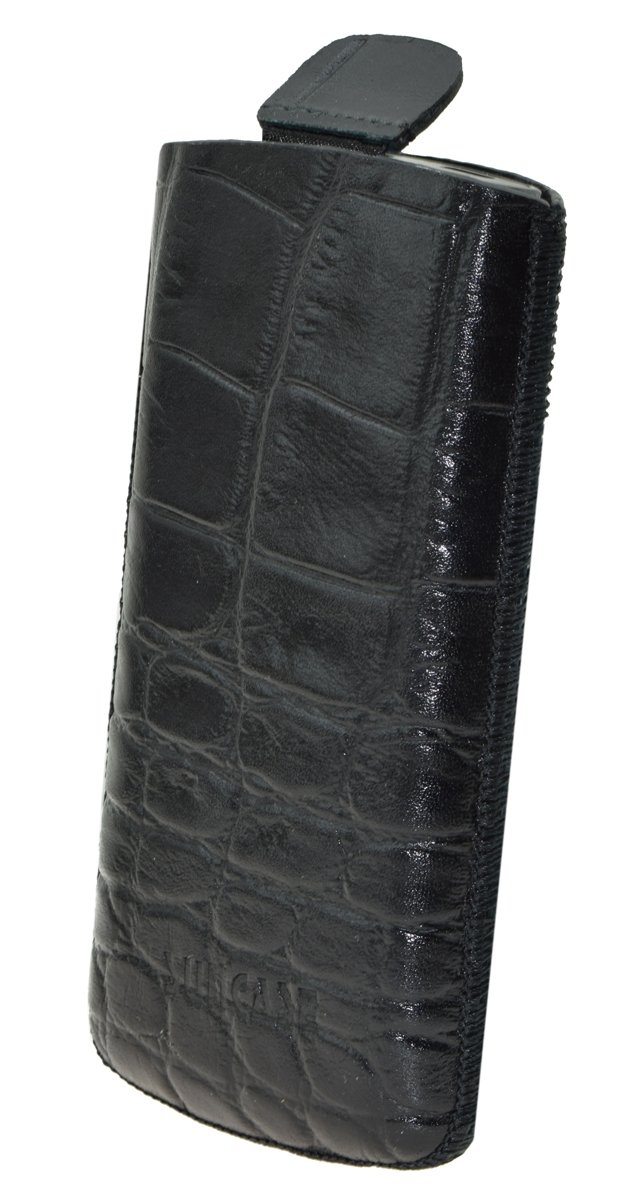 Suncase Custodia In Vera Pelle Per TIPTEL Ergophone 6410 – Fatta A Mano Con Chiusura Magnetica E Passante Per Cintura (Nero)