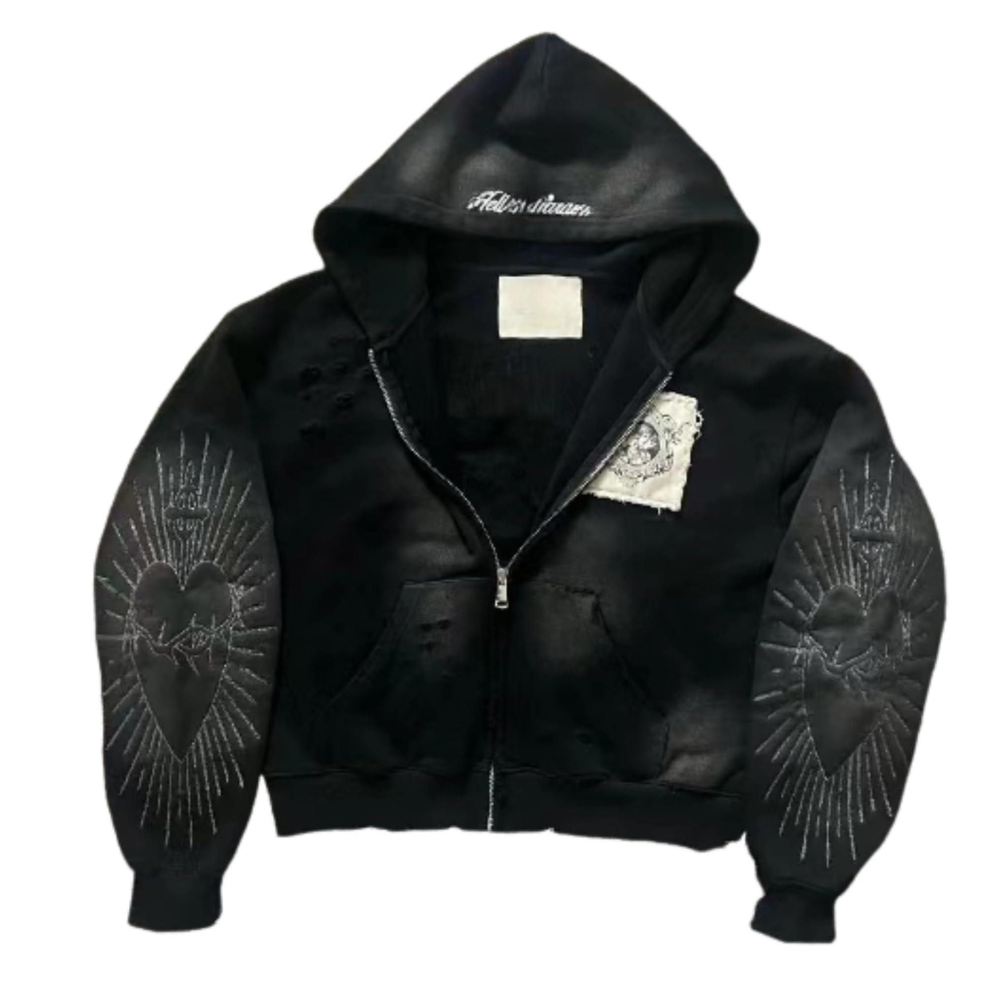 Vhitler Y2k Grunge Zip Up Hoodie Women Men Oversized Emo Goth 2000s Graphic Hoodie Streetwear Jacket Fall Baggy Sweatshirts