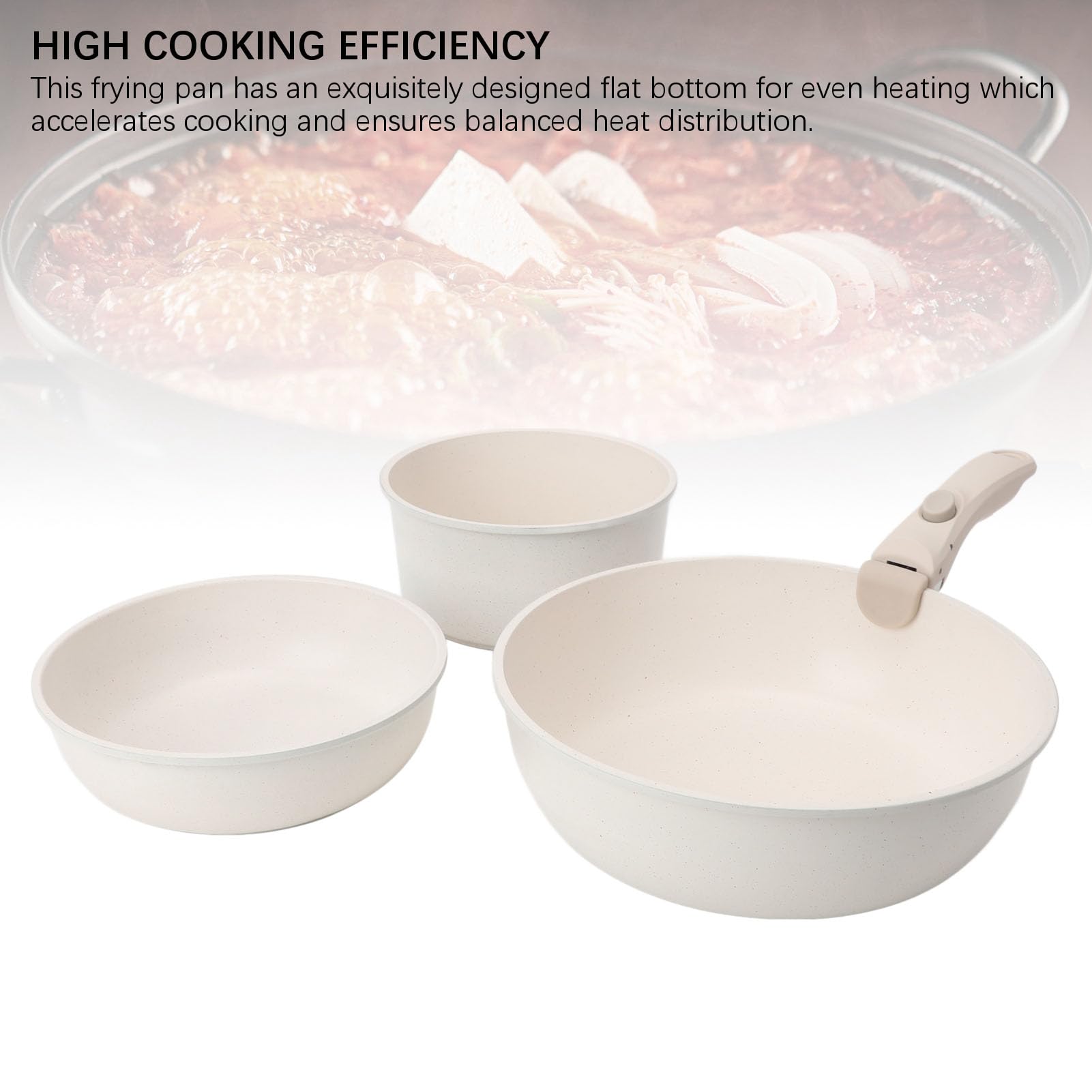 Juego de sartenes de 3 piezas, juego de utensilios de cocina antiadherentes con mango desmontable, juegos de utensilios de cocina para cocina de inducción, estufa de gas