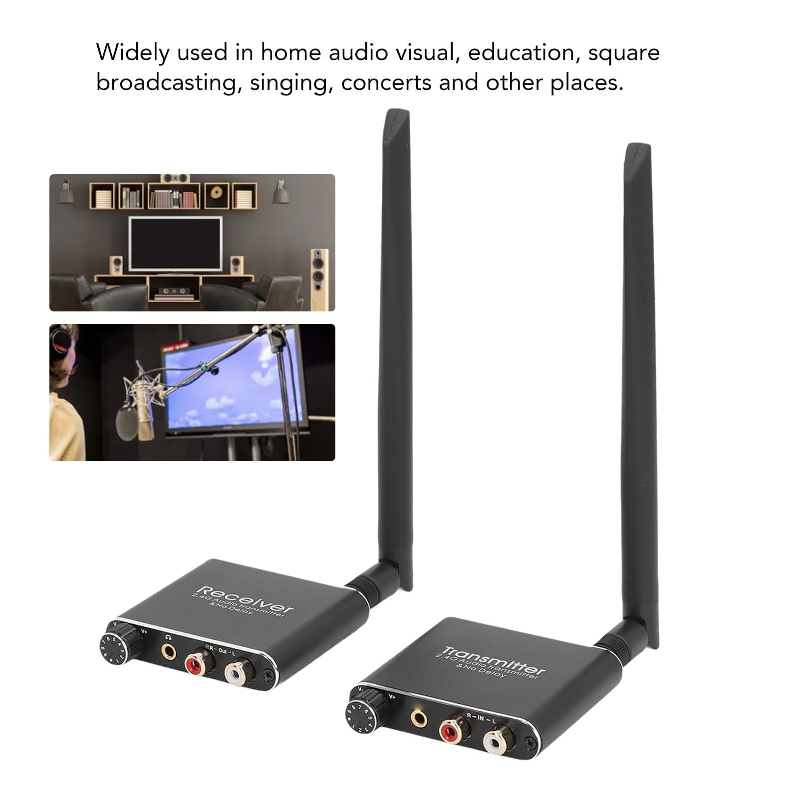 Bezprzewodowy transceiver 2,4 G, nadajnik i odbiornik audio, bez opóźnień, wyjście 3,5 mm (wtyczka europejska)