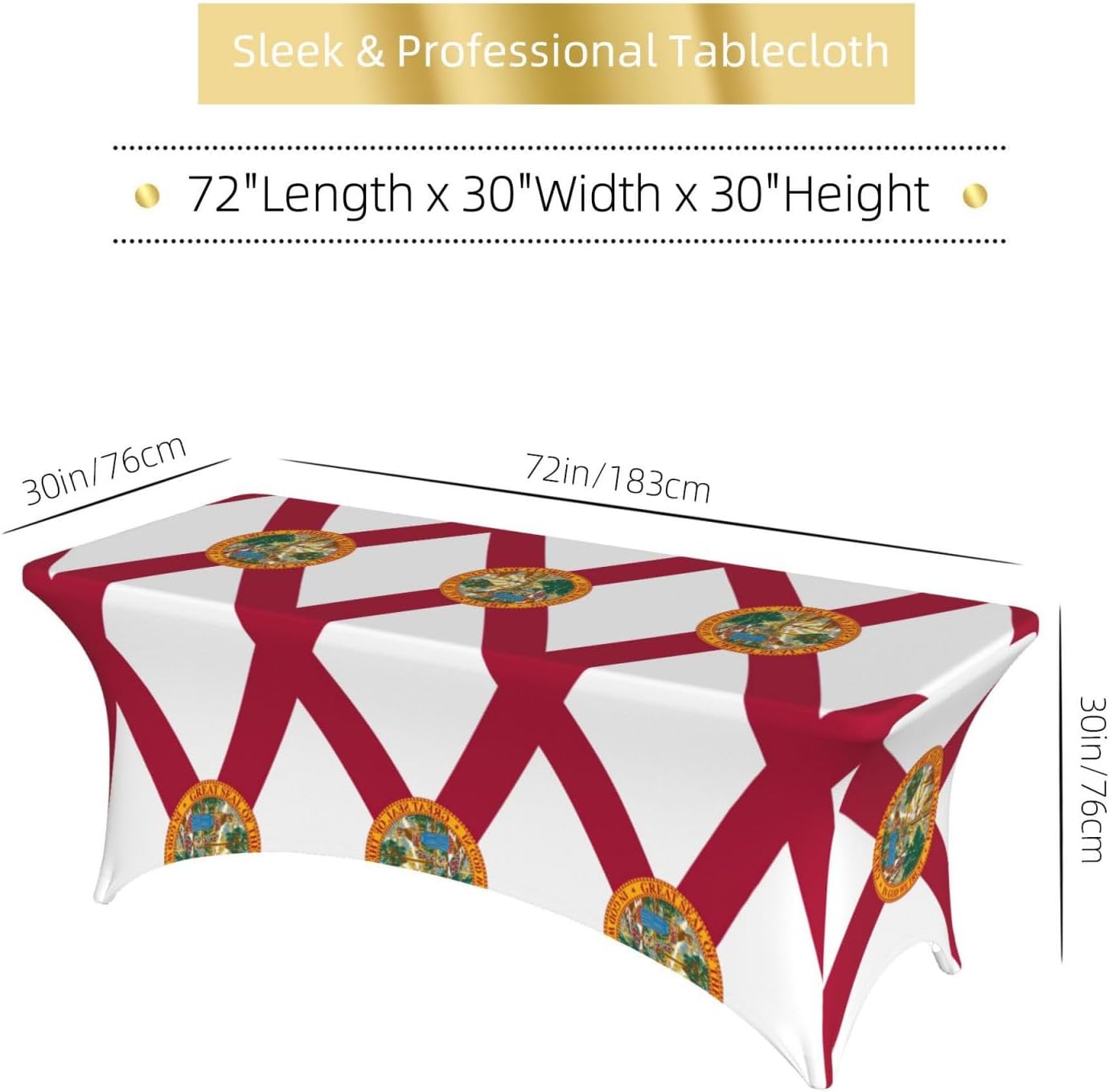 Flag of Florida Print Table Cover Rectangular Tablecloth for 6-Foot Tables for Wedding Banquets Outdoor