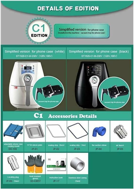 3D Sublimation Vacuum Machine Heat Press Machine for Phone Cases Mugs,Mini 3D Vacuum Multi Function Sublimation Machine (Black-Phone-tailored package (C1))