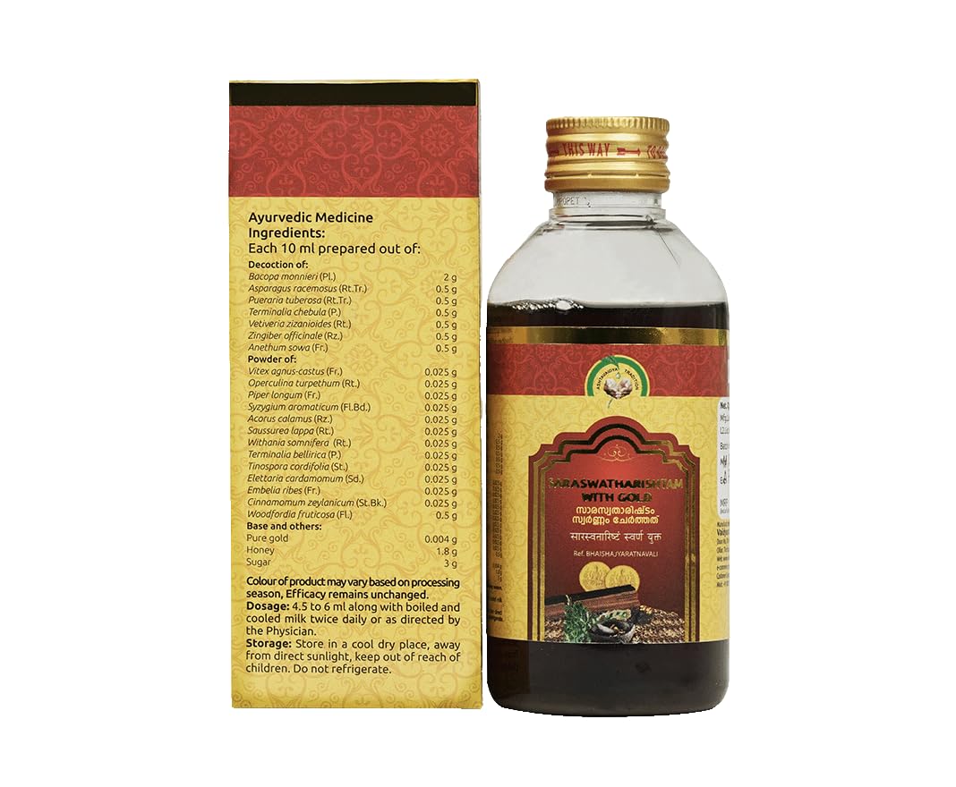 Vaidyaratnam Saraswatharishtam Ayurvedic Herbal Tonic, 450 ml