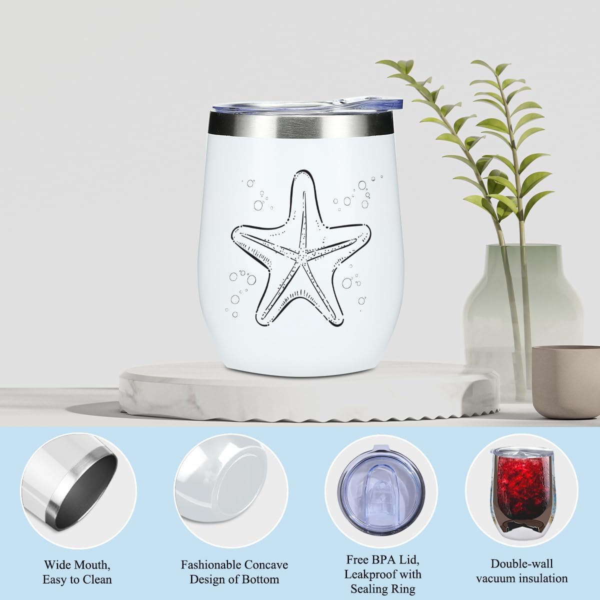 Cute Starfish Decor Starfish Ocean Friendship Appreciation Birthday Gifts for Women Beach Gifts for Women Girls Mom Sister Friends Card Wine Tumbler Cosmetic Makeup Bag Bracelet Christmas - Image 3