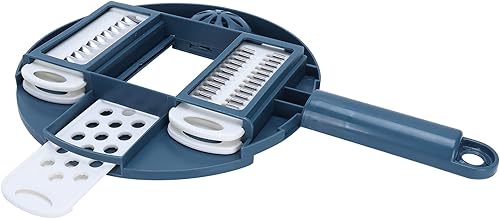 Miniatura 6 de Fdit Picadora manual de verduras 12 en 1, procesador de alimentos multifuncional con 6 cuchillas de acero inoxidable, cesta de drenaje para cortar