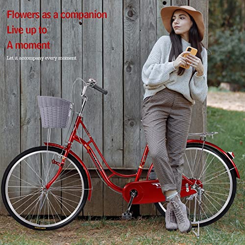 Women Bikes Beach Cruiser Bike 26In Classic Bicycle Retro Bicycle With Comfortable Seats And Baskets & Back Seats Womens Bike Single Speed Bicycle Commuter Bicycle 【Us Stock】 #TOP1