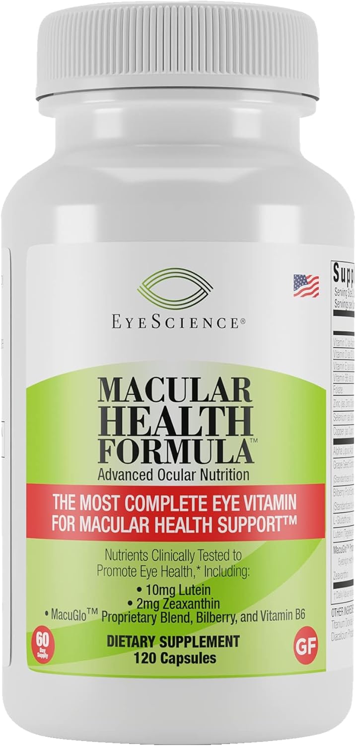 EyeScience – Macular Health Formula – 120 Capsules – Complete Nutritional Supplement for Eye Health - Contains Lutein, Zeaxanthin, Vitamin C, D, E & B6-2-Pack