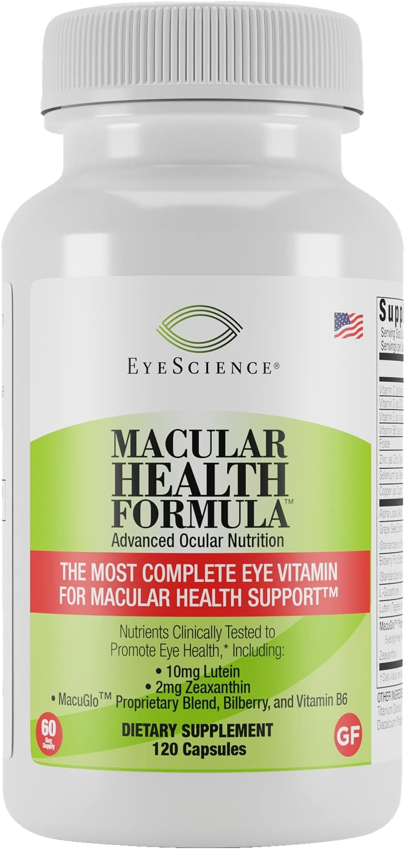 EyeScience Macular Health Beyond AREDS2 Formula, Advanced Ocular Vitamin - Containing Lutein, Zeaxanthin, Bilberry, and Vitamins C, D, E, and B6 (60 Day Supply)