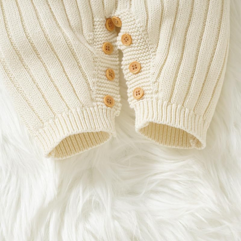 Neiwech Baby Boy Girl Romper Newborn Infant Knit Striped Solid Long Sleeve One Piece Jumpsuit Clothes - Image 8