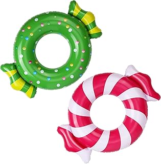 2 Pack Inflatable Pool Floats,Meegoo Candy Swim Tube Ring,Inflatable Swim Pool Party Inner Tube for Vacation Fun and Rest, Water Lounge for Adults