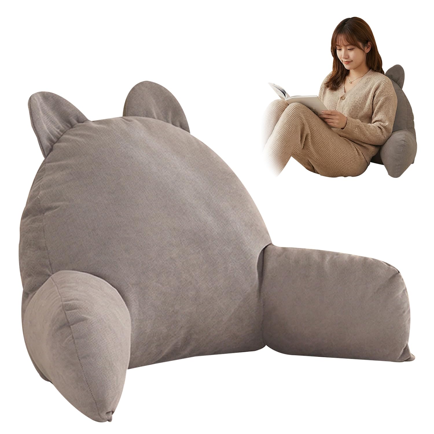 ２点セット✨新品未使用❤背もたれクッション✨グレー❤ストレスフリー✨ゆったり設計❤ Amazon｜Homthy 【人体工学設計】背もたれ クッション 洗えるカバー