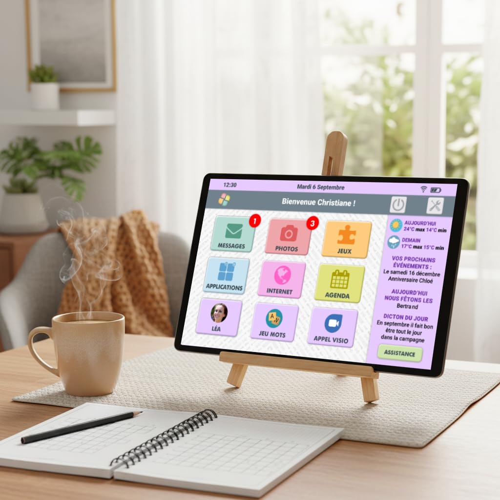 FACILOTAB XXL Classic – Senior-Tablet – einfach und intuitiv, ideal für ältere Menschen – sehr großer Touchscreen geeignet – Kamera vorne und hinten – WLAN-Verbindung – 256 GB – Android 15 – L8