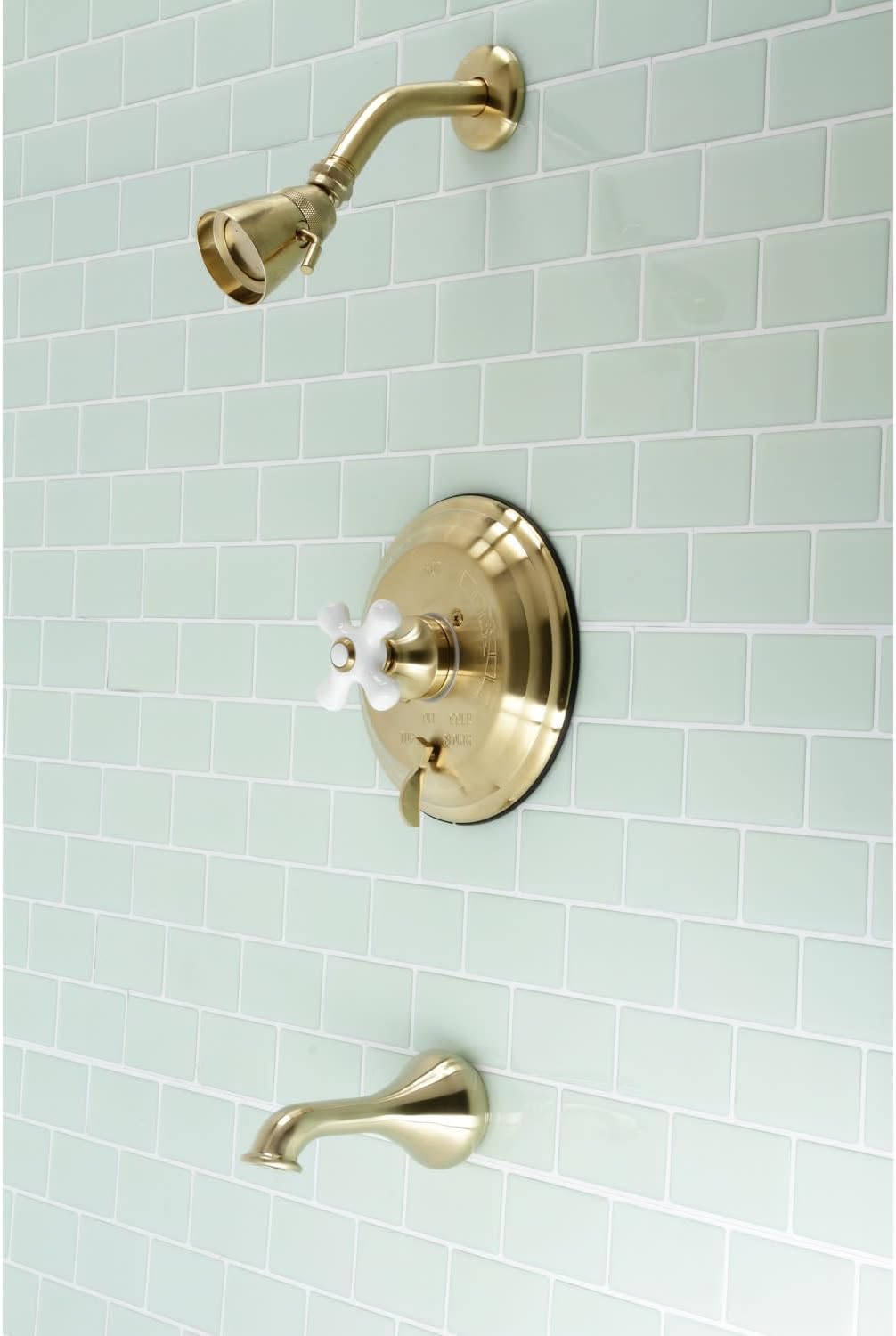 Kingston Brass KB36370PX Restoration Single-Handle Pressure Balanced Tub and Shower Faucet in Brushed Brass
