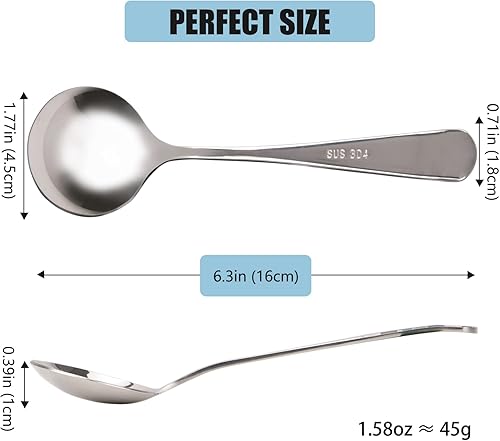 Miniatura 2 de RETON 8 cucharas coreanas redondas de acero inoxidable, cucharas de sopa gruesas asiáticas pulidas con espejo, 6.3 pulgadas