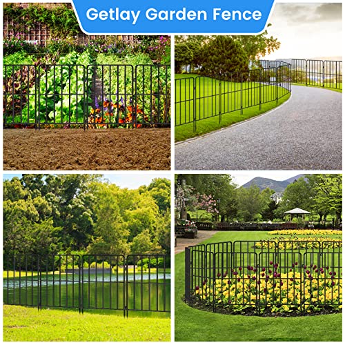 Decorative Garden Fence 24 Pack, 26Ft (L) X 24In (H) Black Square Rustproof Metal Fence, Animal Barrier Fence For Small Dog, Outdoor Flower Bed Landscape Decor For Yard Getlay #TOP3