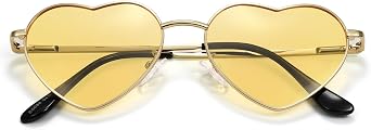 Eiuizah Polarized Heart Sunglasses for Women Men - Cute Trendy Sun Glasses Metal Frame UV400 Protection Lens