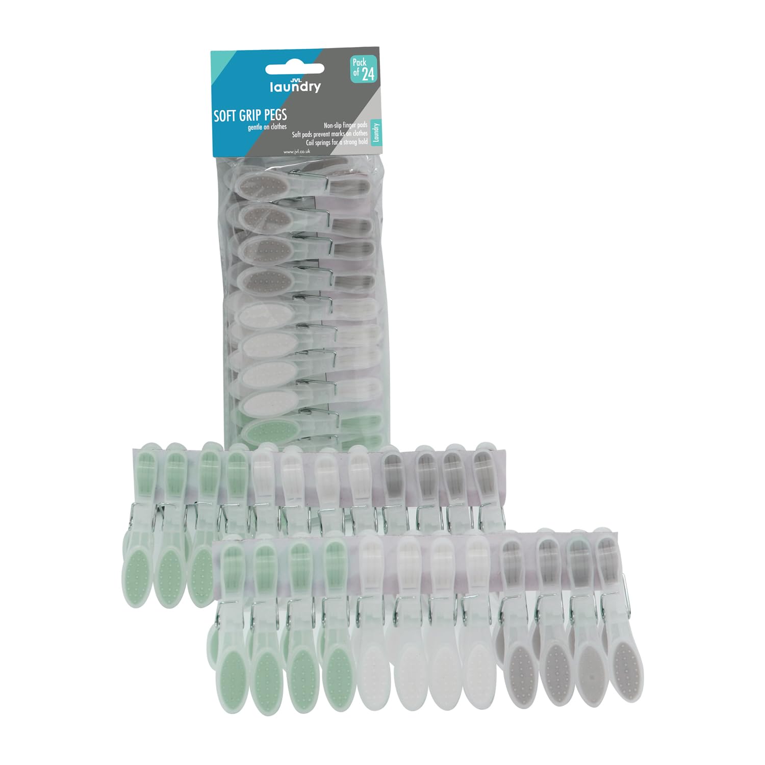 JVL Clothes Pegs - 24 Pack - Soft Grip