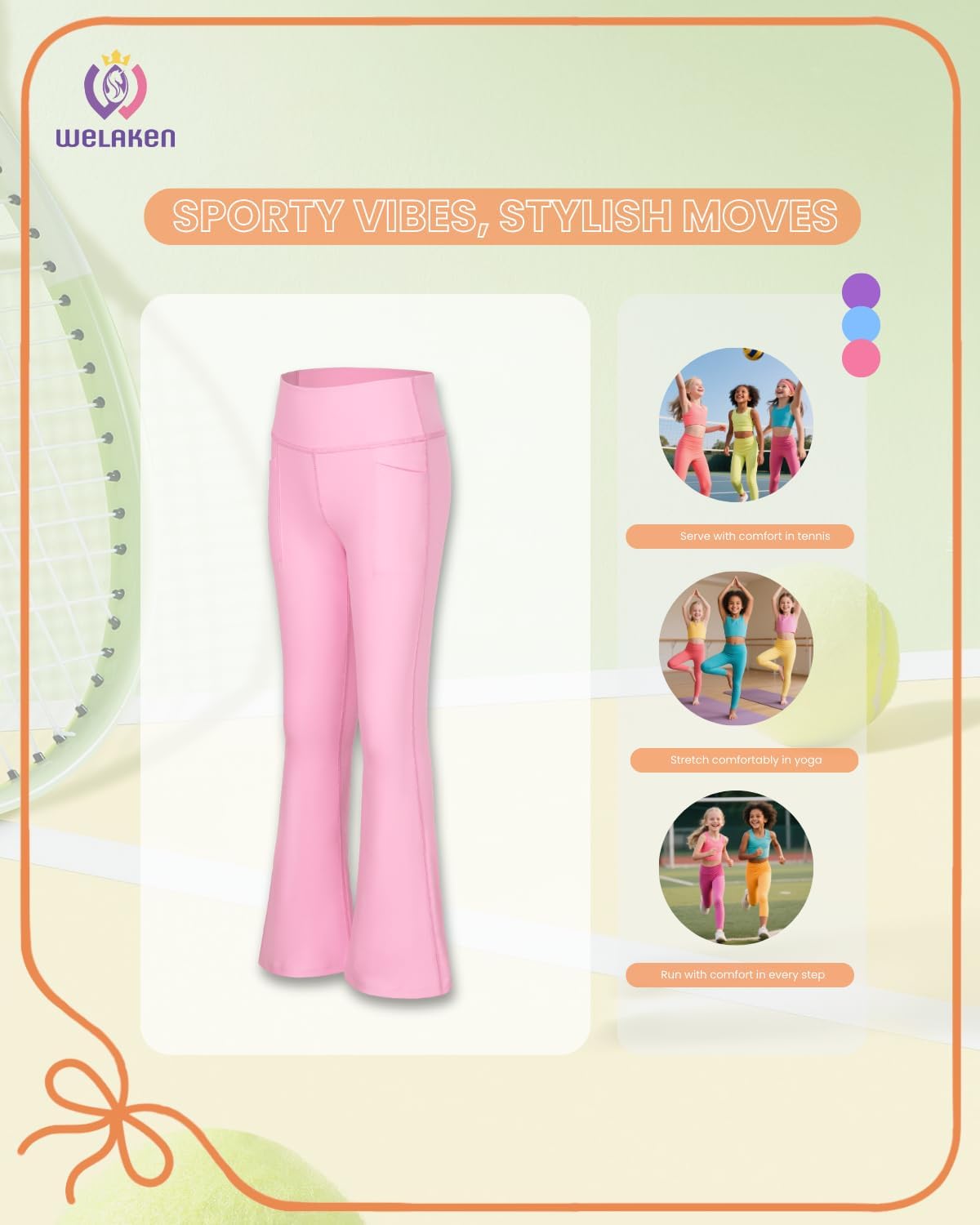 WELAKEN Flare Yoga Pants with Pockets for Girls – High Waist Active Bell-Bottom Leggings - Image 6