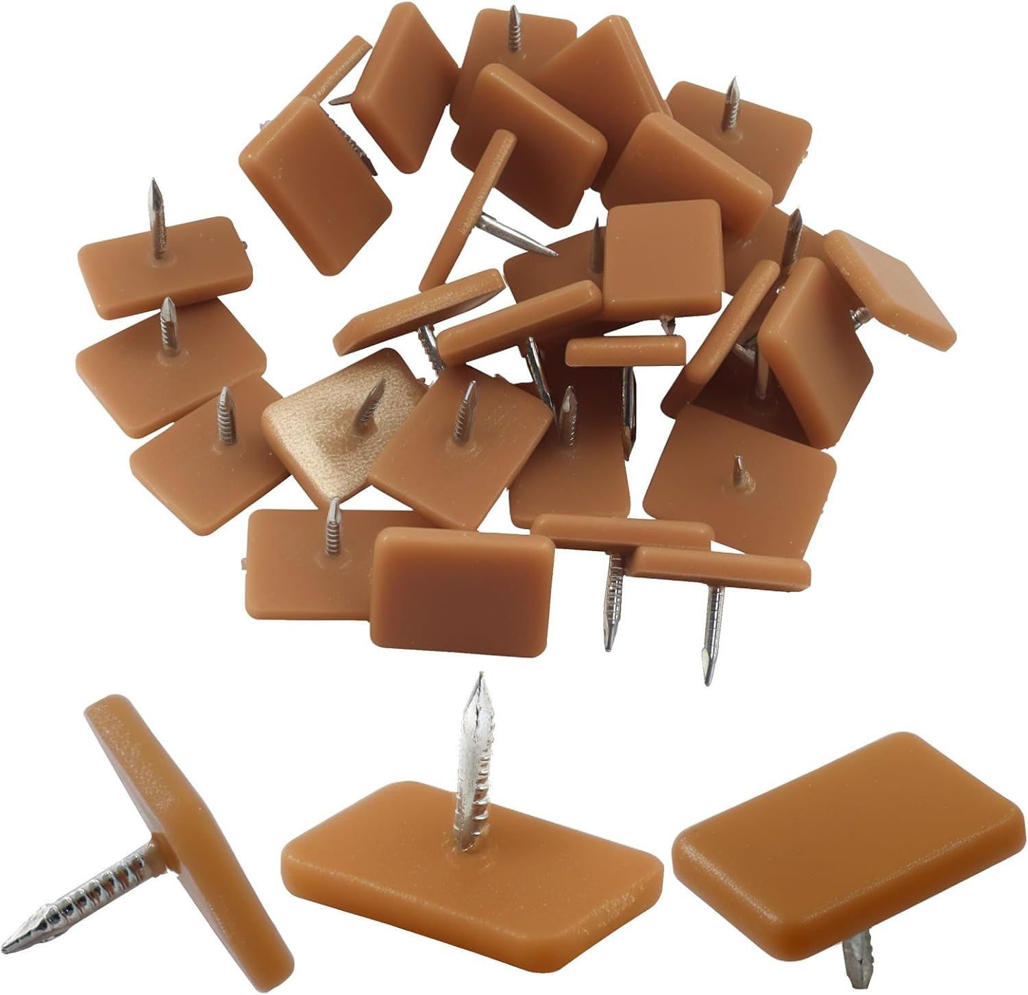 30 Pack Brown Square and L Shape Drawer Glides Tack Glide - Plastic Furniture Sliders for Smooth Drawer Repair Making All The Drawers Slide Smoothly and Evenly